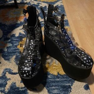 Black Platform Sandals with stars